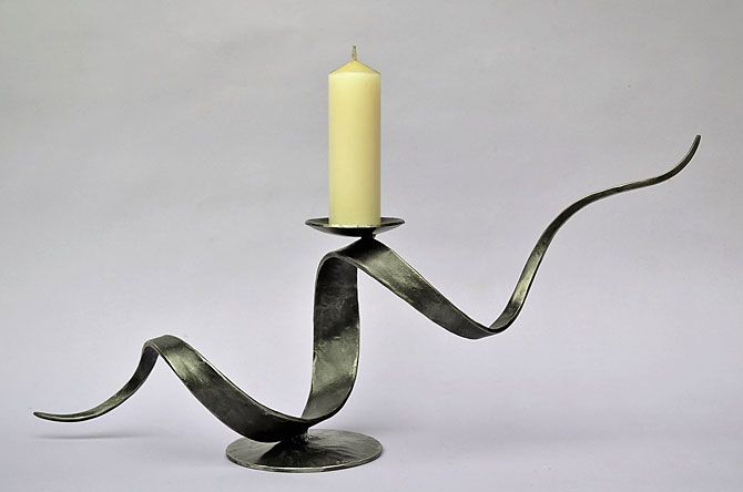 Metal candlestick, sculptural candlestick, modern candlestick